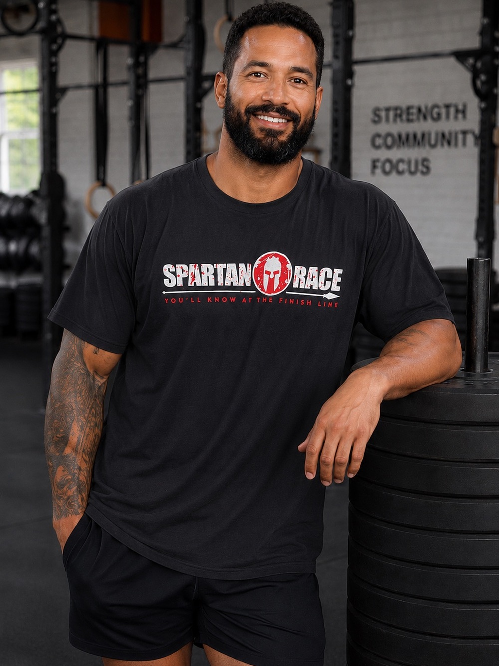 Spartan Race Men's Black Graphic Tee with Logo